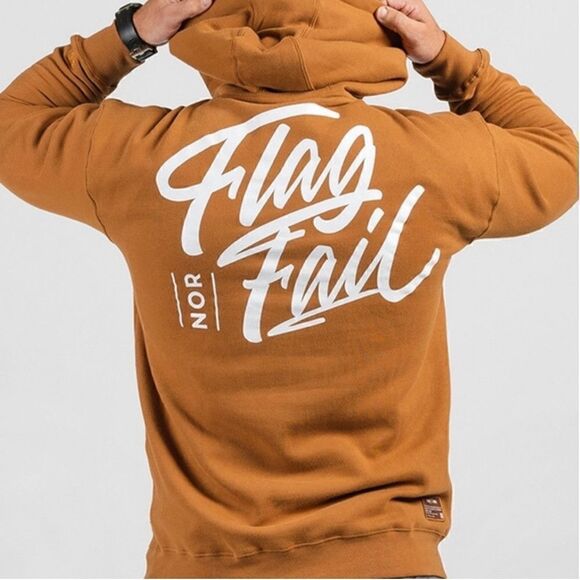 Flag Nor Fail NWT Pullover Fleece 'Base Hoodie' in 'Copper' Brown Size Small - Picture 2 of 13